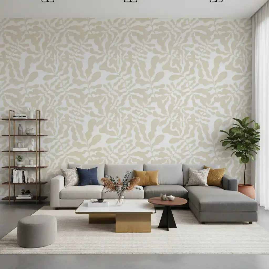 Organic Muted Leaf Silhouette Wallpaper⁠