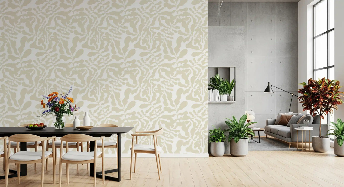 Organic Muted Leaf Silhouette Wallpaper⁠