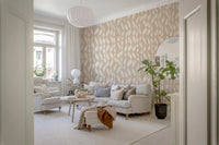 Cream Wavy Ribbon Pattern Wallpaper⁠