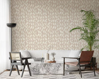 Cream Wavy Ribbon Pattern Wallpaper⁠