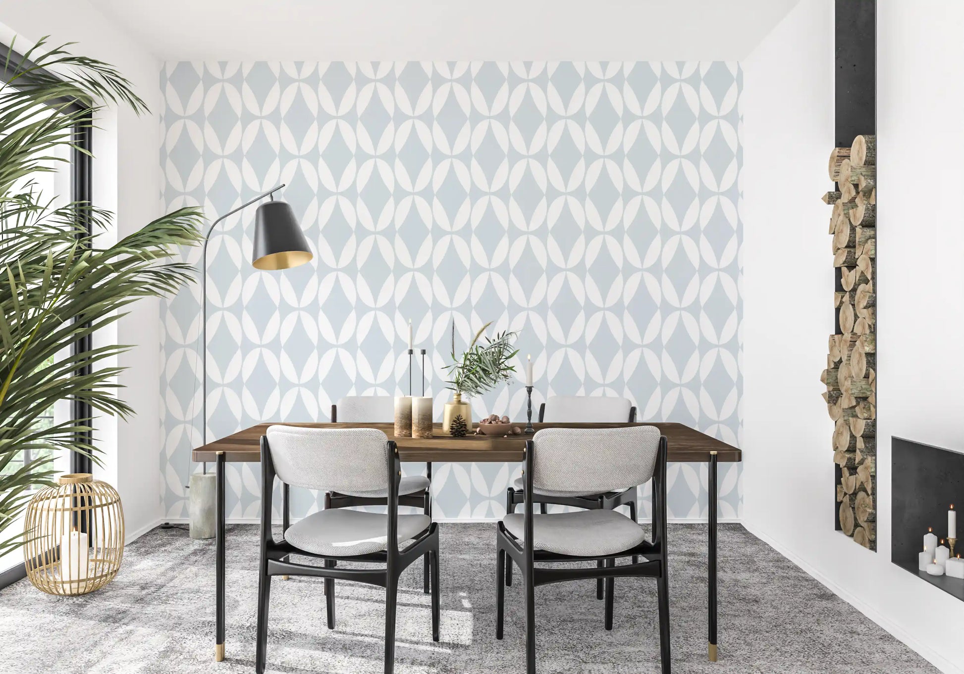 Nordic Curves Linear Repeat Wallpaper⁠