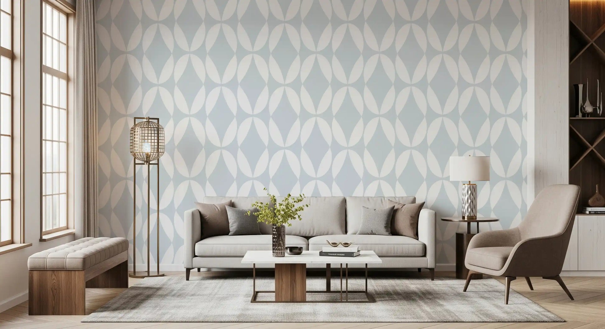Nordic Curves Linear Repeat Wallpaper⁠
