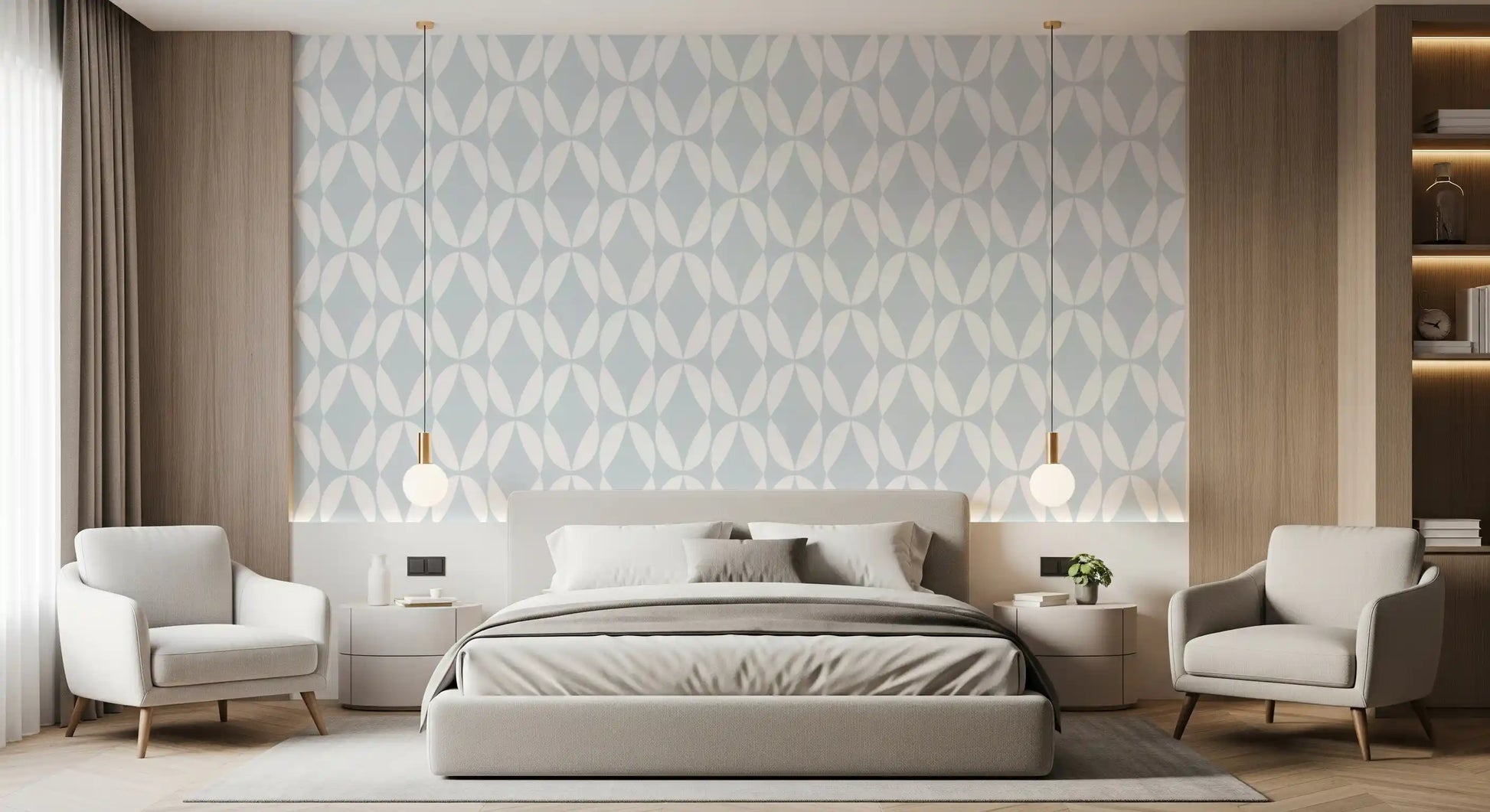 Nordic Curves Linear Repeat Wallpaper⁠