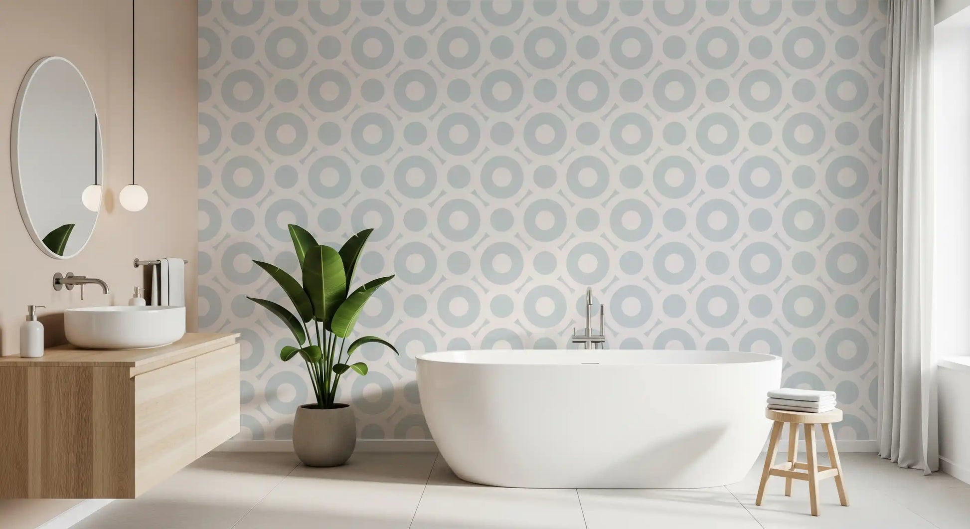 Contemporary Airy Circles Graphic Print Wallpaper⁠