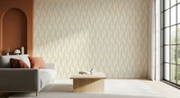 Cream and White Wavy Line Geometry Wallpaper⁠