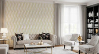 Cream and White Wavy Line Geometry Wallpaper⁠