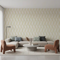 Cream and White Wavy Line Geometry Wallpaper⁠