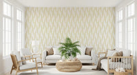 Cream and White Wavy Line Geometry Wallpaper⁠