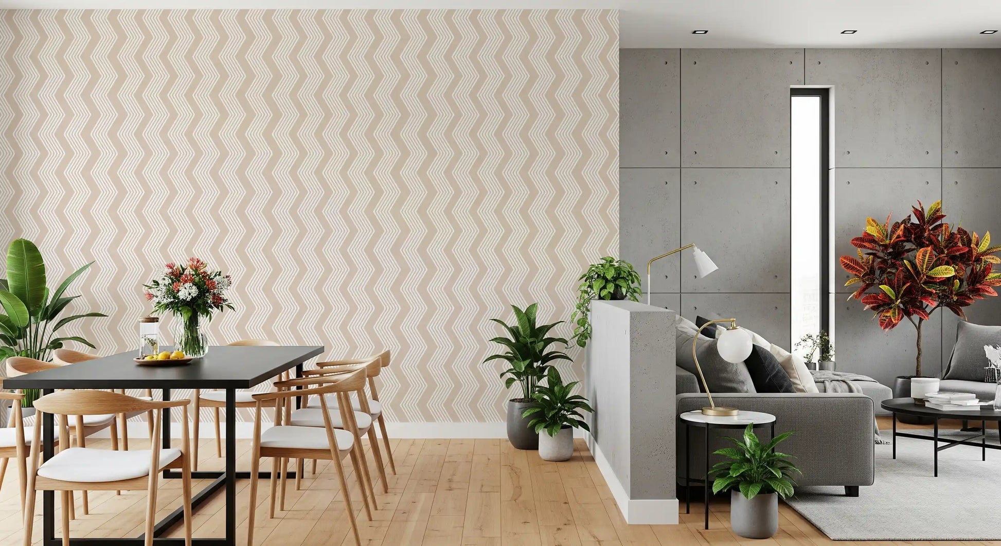 Beige Zigzag Line Pattern Wallpaper⁠