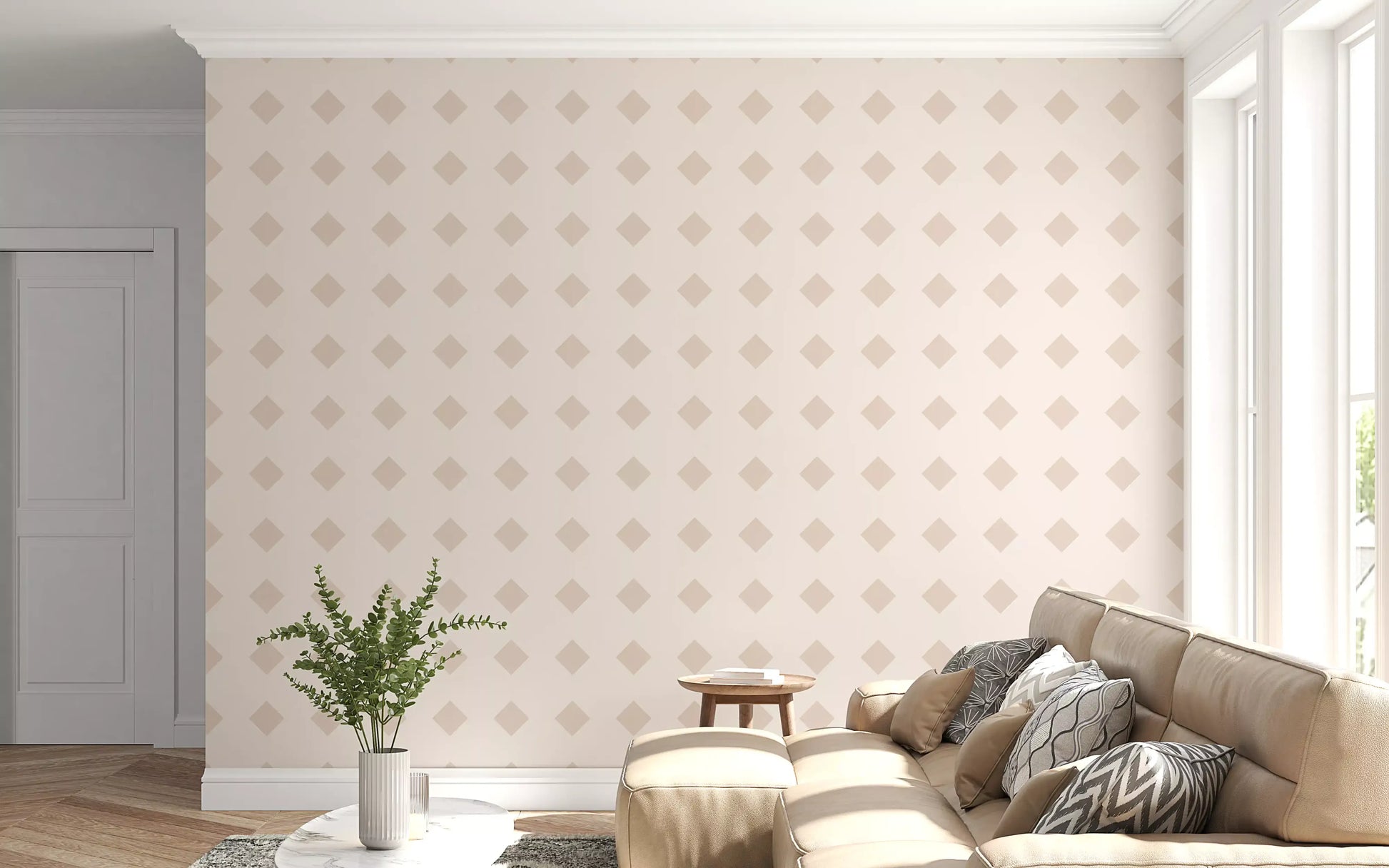 Soft Geometric Diamond Grid Wallpaper⁠