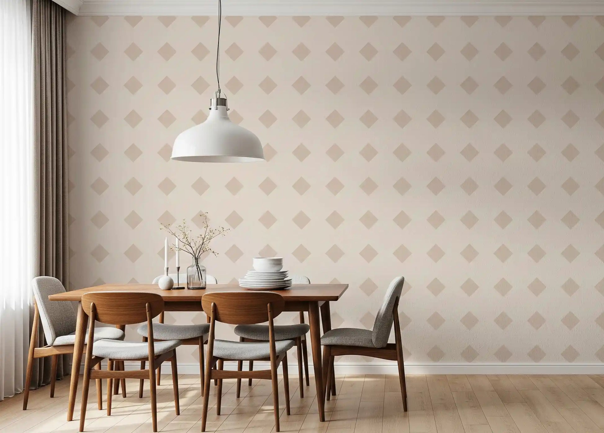 Soft Geometric Diamond Grid Wallpaper⁠