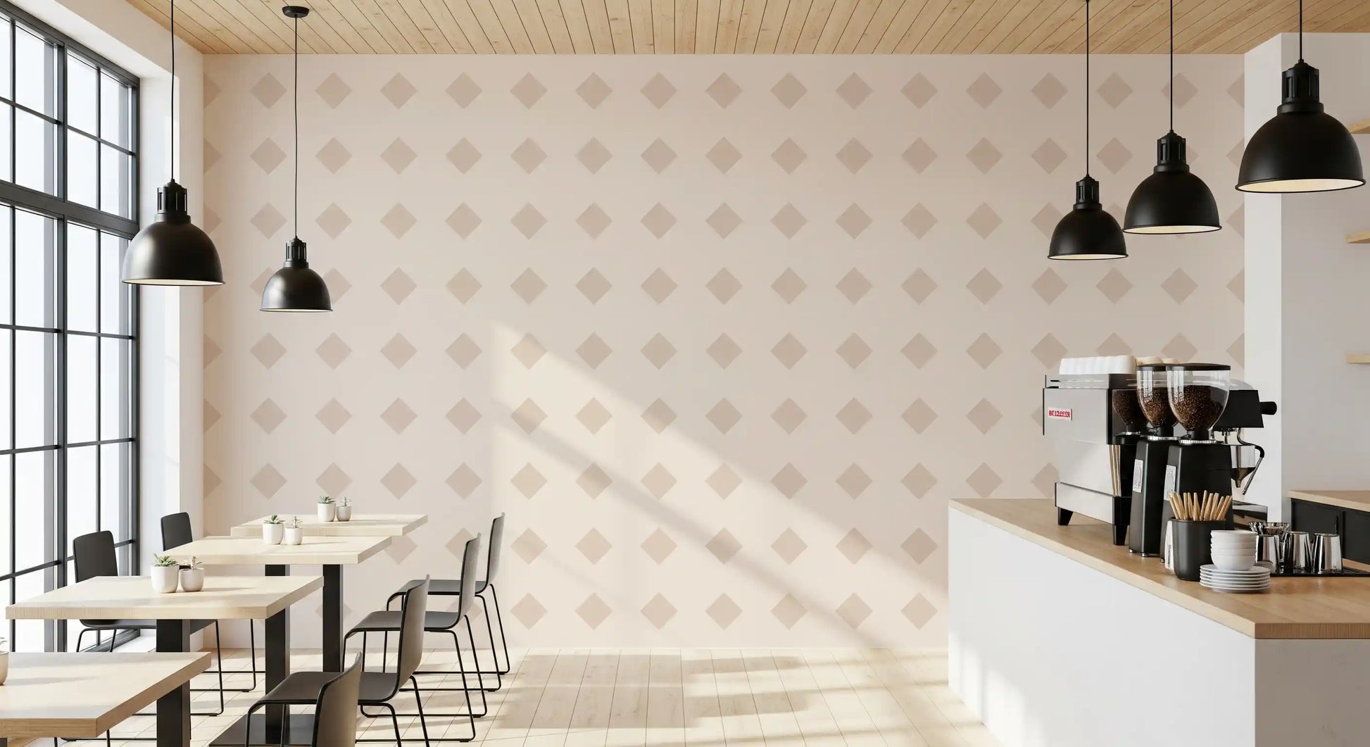 Soft Geometric Diamond Grid Wallpaper⁠