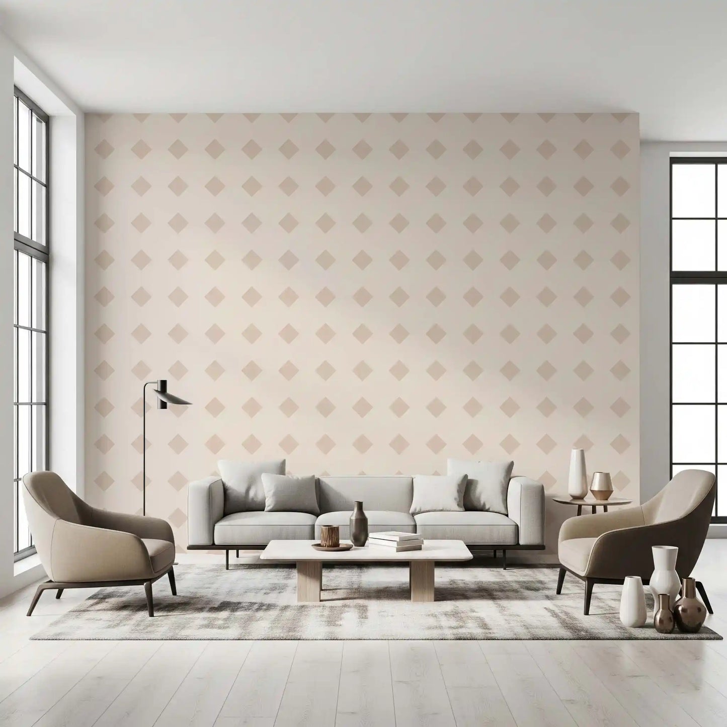 Soft Geometric Diamond Grid Wallpaper⁠