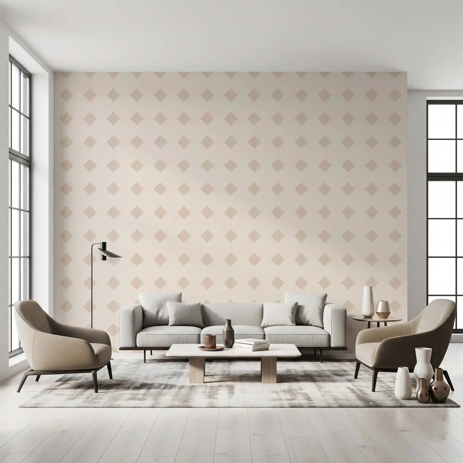 Soft Geometric Diamond Grid Wallpaper⁠