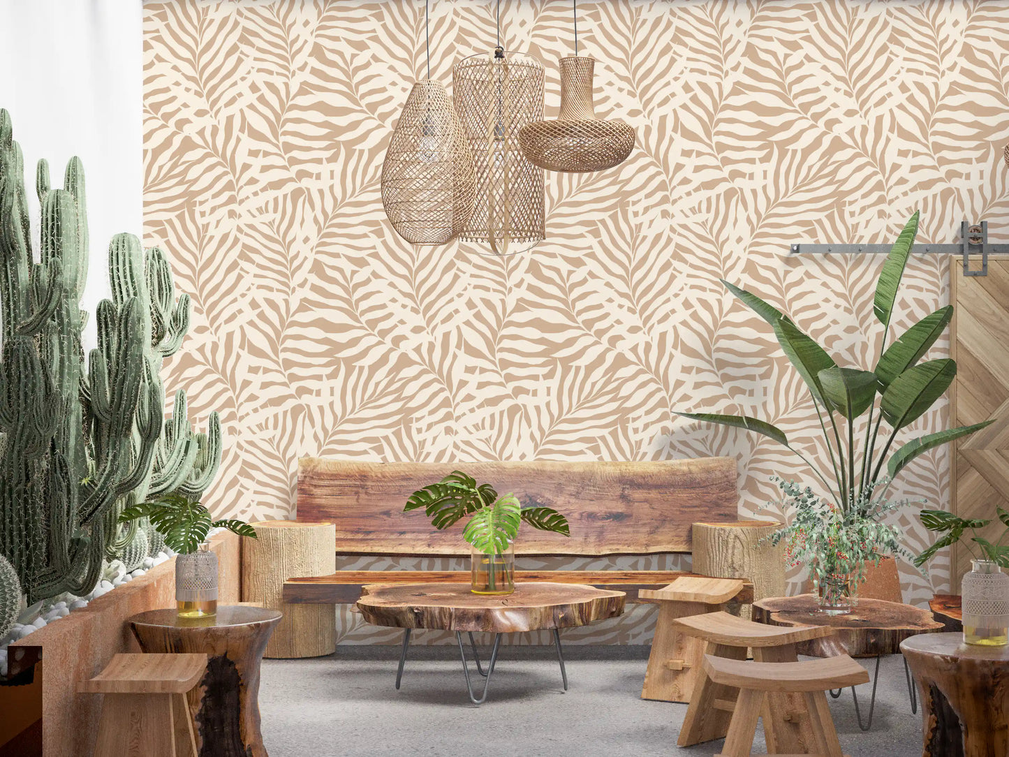 Minimalist Botanical Palm Leaves Wallpaper⁠