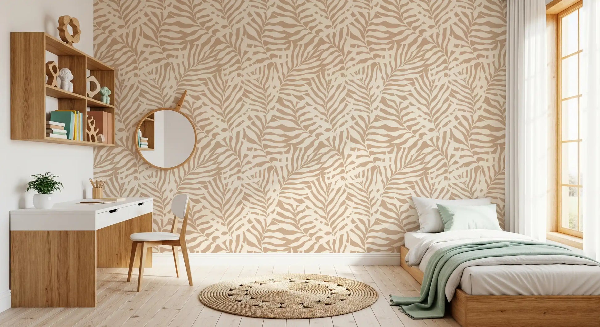 Minimalist Botanical Palm Leaves Wallpaper⁠