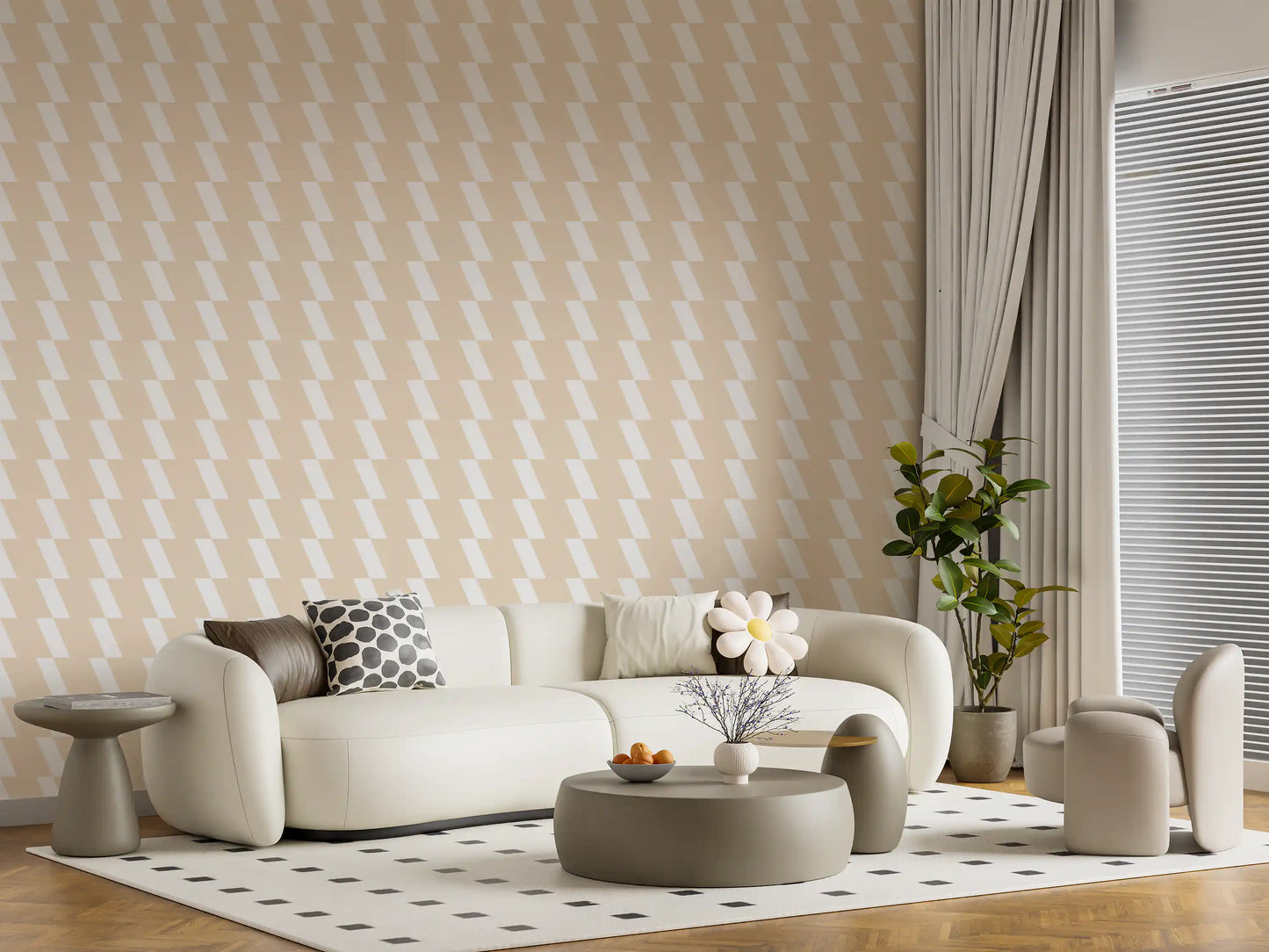 Abstract Cream Diagonal Flow Wallpaper⁠