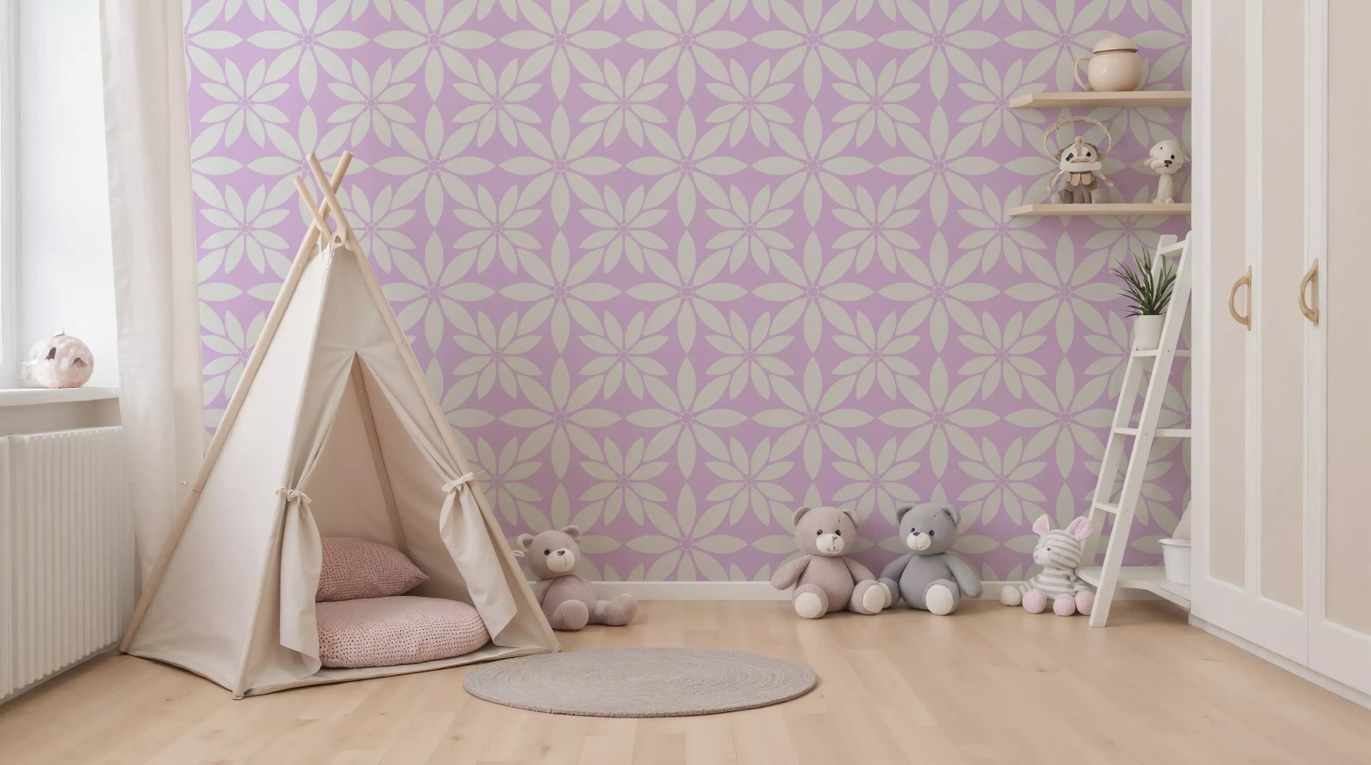 Soft Lavender Petal Lattice Wallpaper⁠