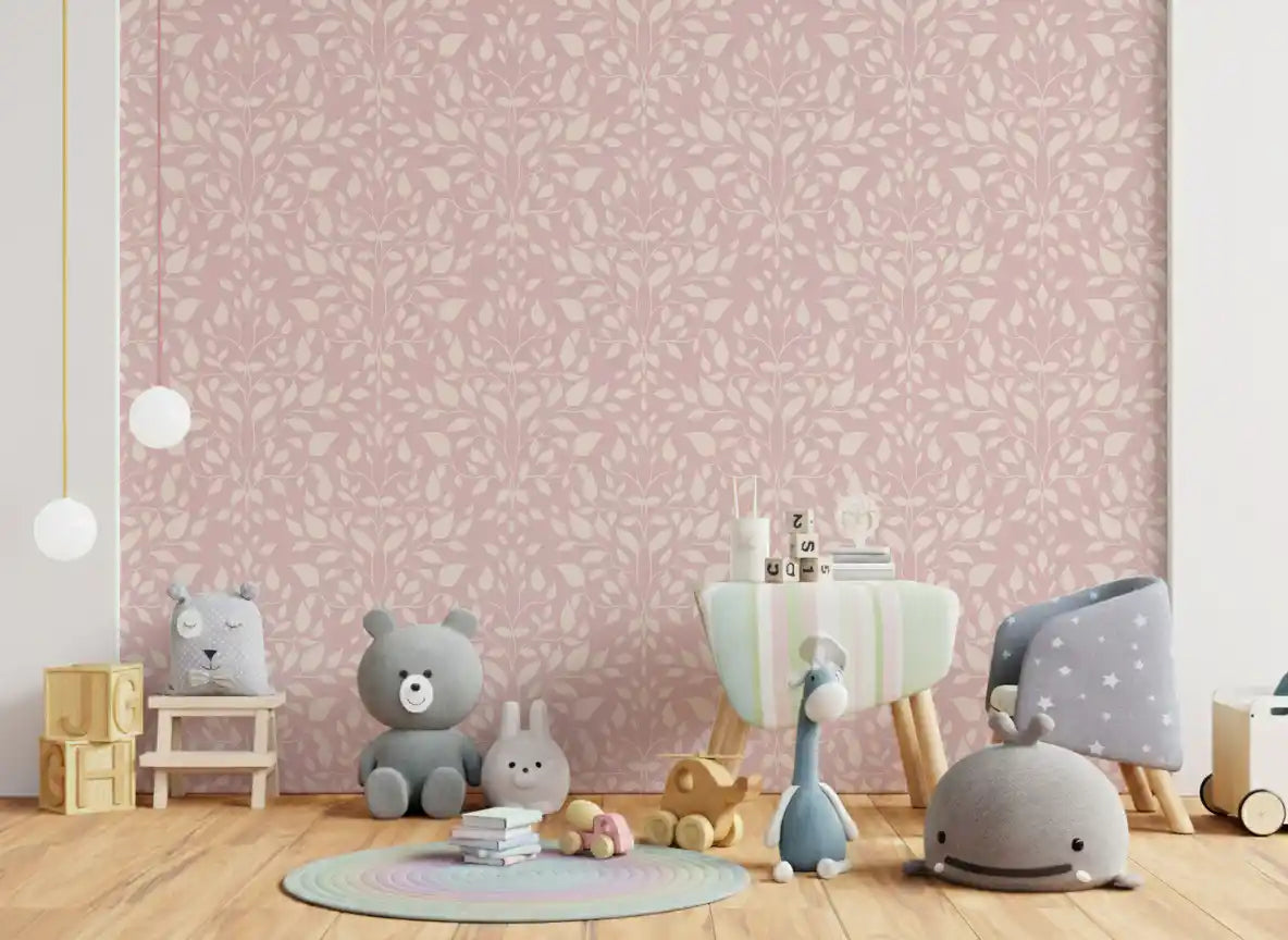 Soft Blush Botanical Damask Wallpaper⁠