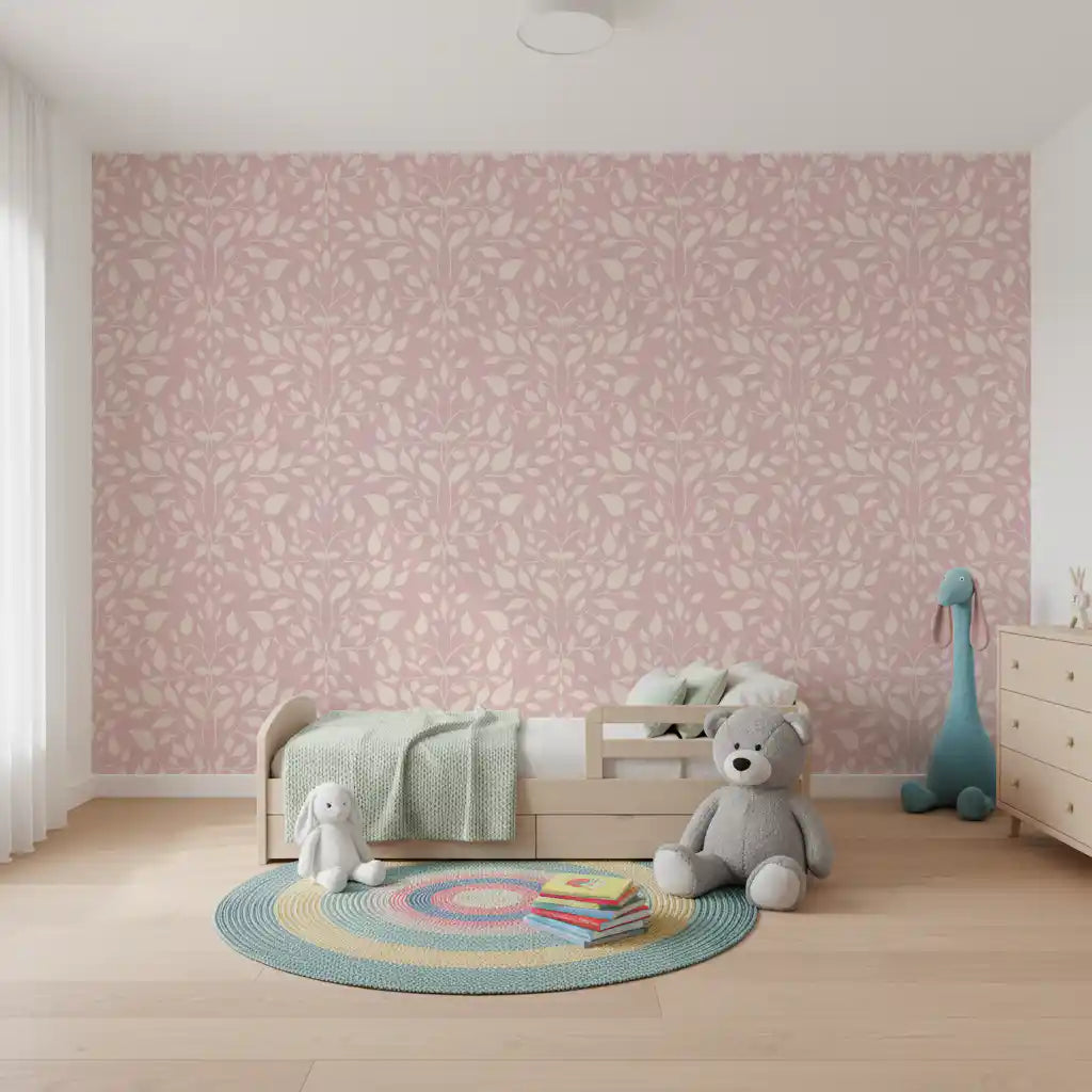 Soft Blush Botanical Damask Wallpaper⁠