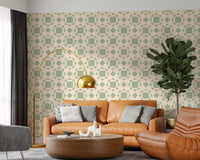 Sage Geometric Interlocking Squares Wallpaper⁠