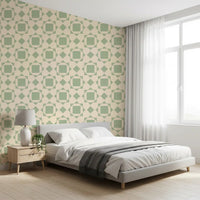 Sage Geometric Interlocking Squares Wallpaper⁠