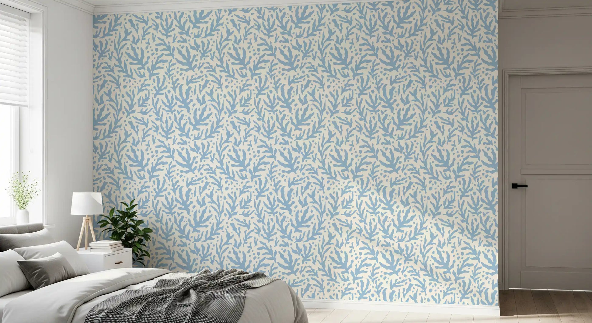 Abstract Seaweed Blue Pattern Wallpaper⁠