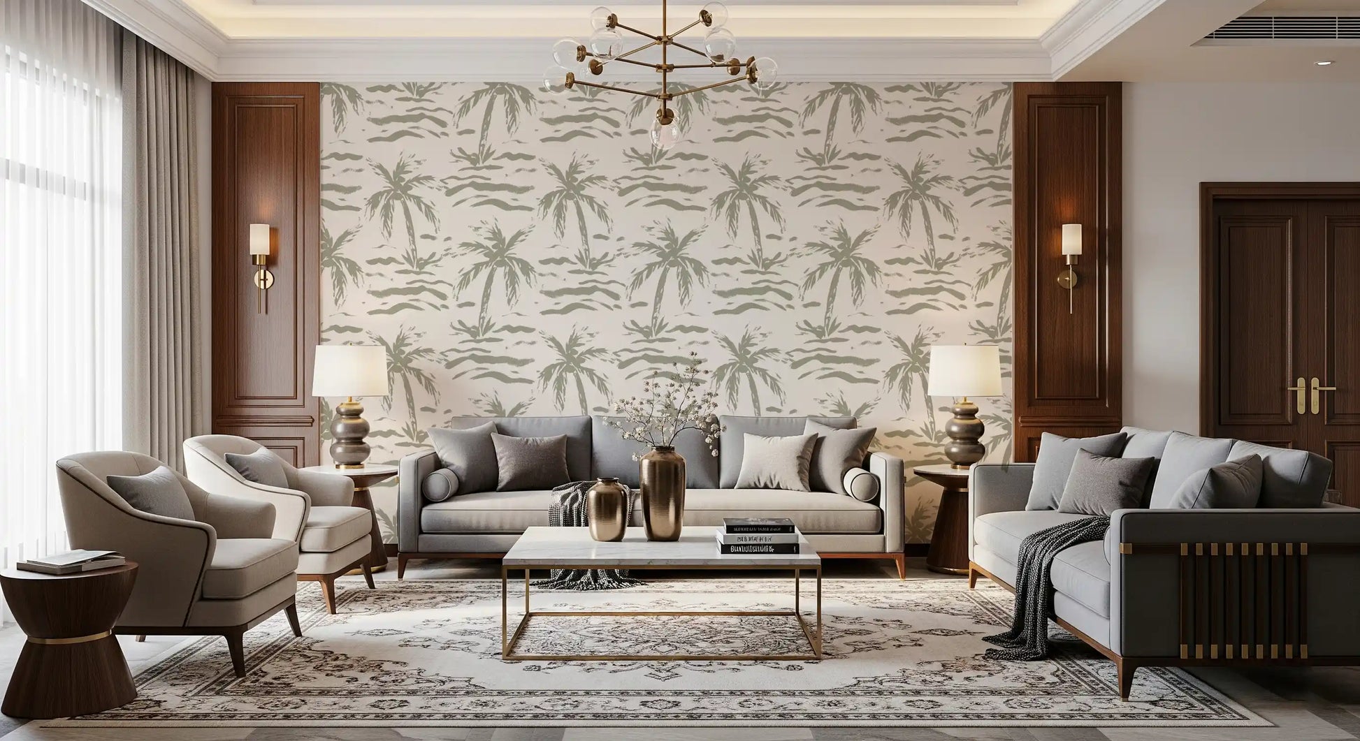 Abstract Palm Grove Brushstrokes Wallpaper⁠