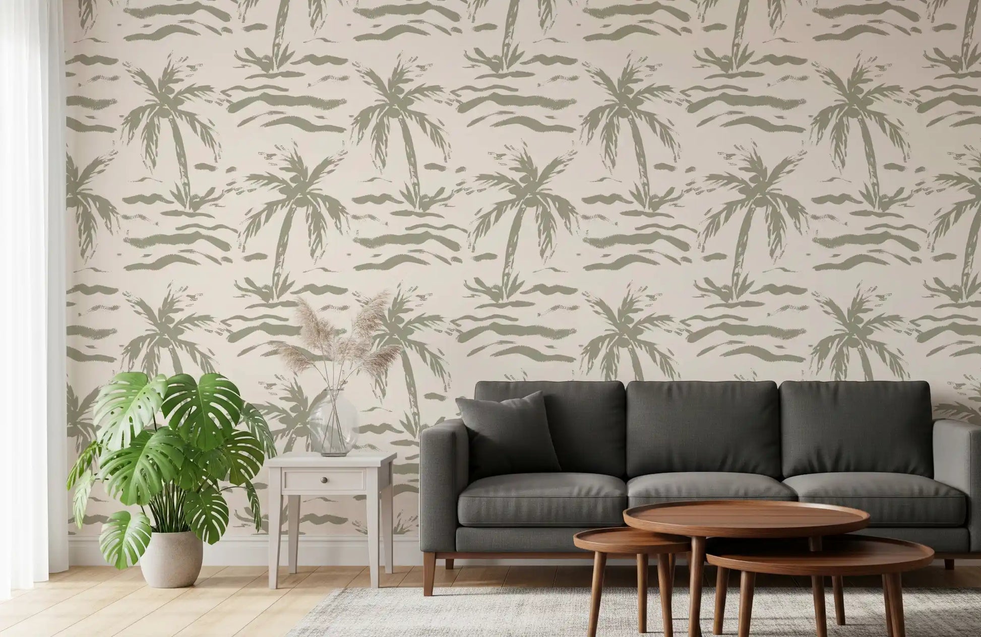 Abstract Palm Grove Brushstrokes Wallpaper⁠