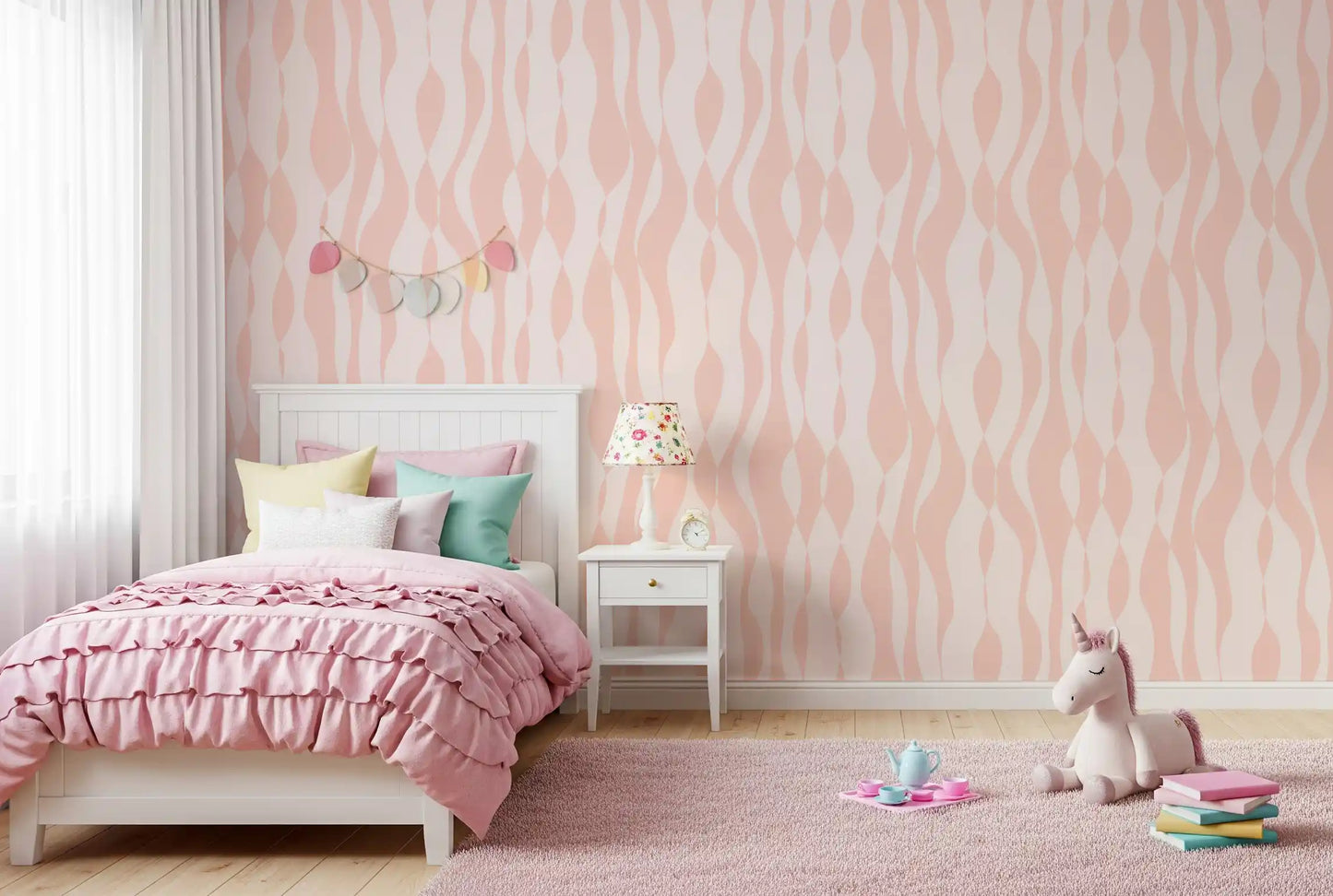 Minimalist Blush Flowing Lines Wallpaper⁠