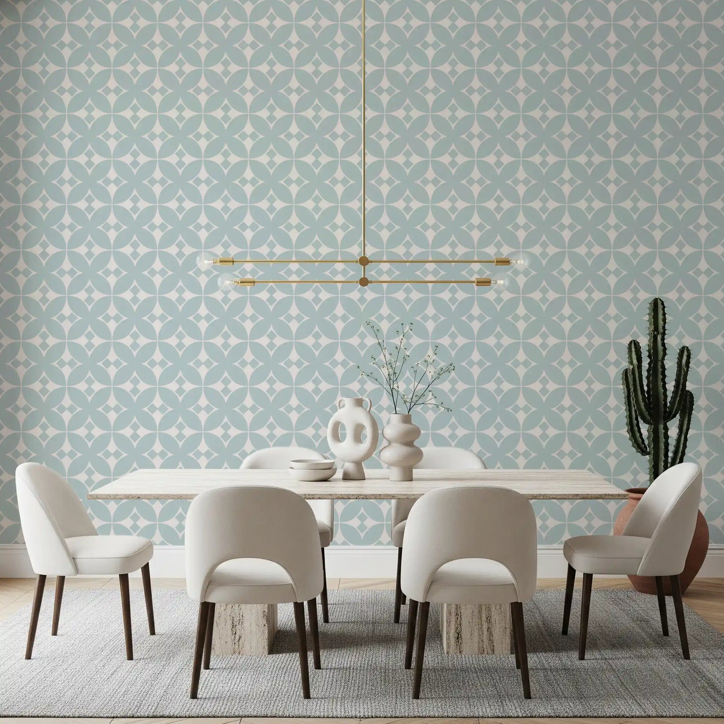 Soft Blue Tile Repeat Wallpaper⁠