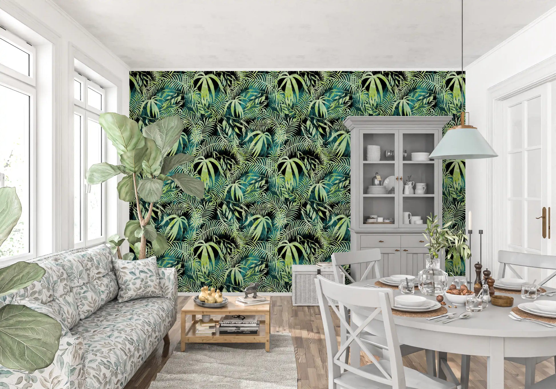 Abstract Tropical Palm Overlay Wallpaper⁠