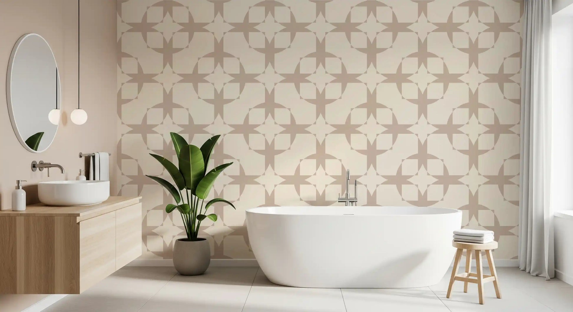 Geometric Intersection Cream Wallpaper⁠