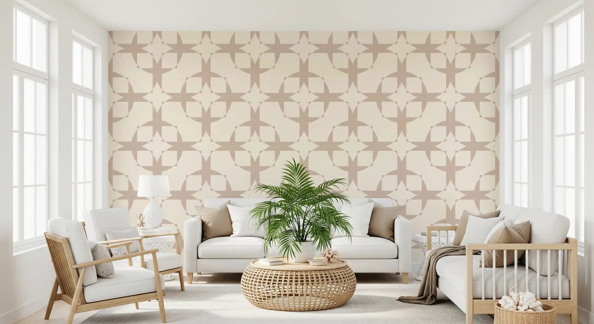 Geometric Intersection Cream Wallpaper⁠