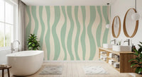 Soft Flowing Sage Linear Pattern Wallpaper⁠