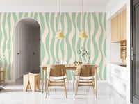 Soft Flowing Sage Linear Pattern Wallpaper⁠