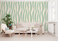 Soft Flowing Sage Linear Pattern Wallpaper⁠