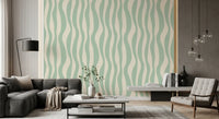 Soft Flowing Sage Linear Pattern Wallpaper⁠