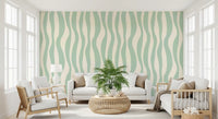 Soft Flowing Sage Linear Pattern Wallpaper⁠
