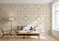 Minimalist Beige Geometric Lattice Wallpaper⁠