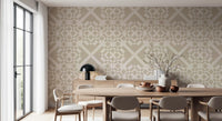 Minimalist Beige Geometric Lattice Wallpaper⁠