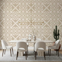 Minimalist Beige Geometric Lattice Wallpaper⁠