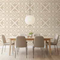 Minimalist Beige Geometric Lattice Wallpaper⁠