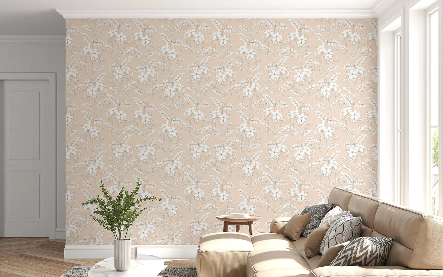 Minimalist Botanical Line Art Wallpaper⁠