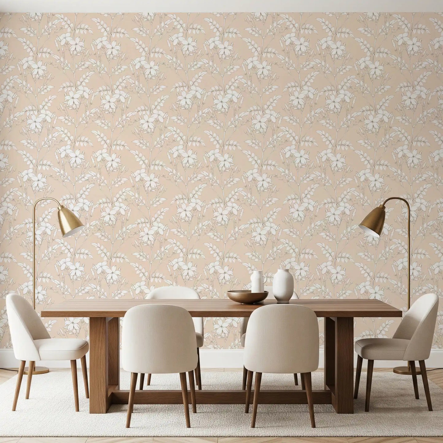 Minimalist Botanical Line Art Wallpaper⁠