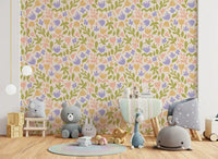 Pastel Botanical Folk Art Shapes Wallpaper⁠