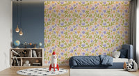 Pastel Botanical Folk Art Shapes Wallpaper⁠