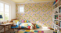 Pastel Botanical Folk Art Shapes Wallpaper⁠