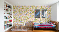 Pastel Botanical Folk Art Shapes Wallpaper⁠