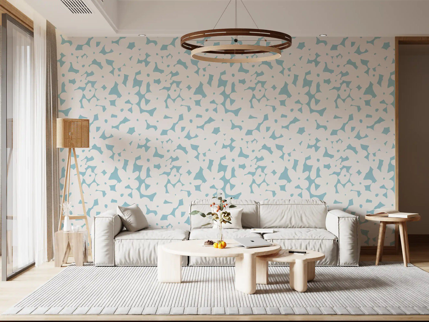 Soft Blue Floral Silhouette Wallpaper⁠